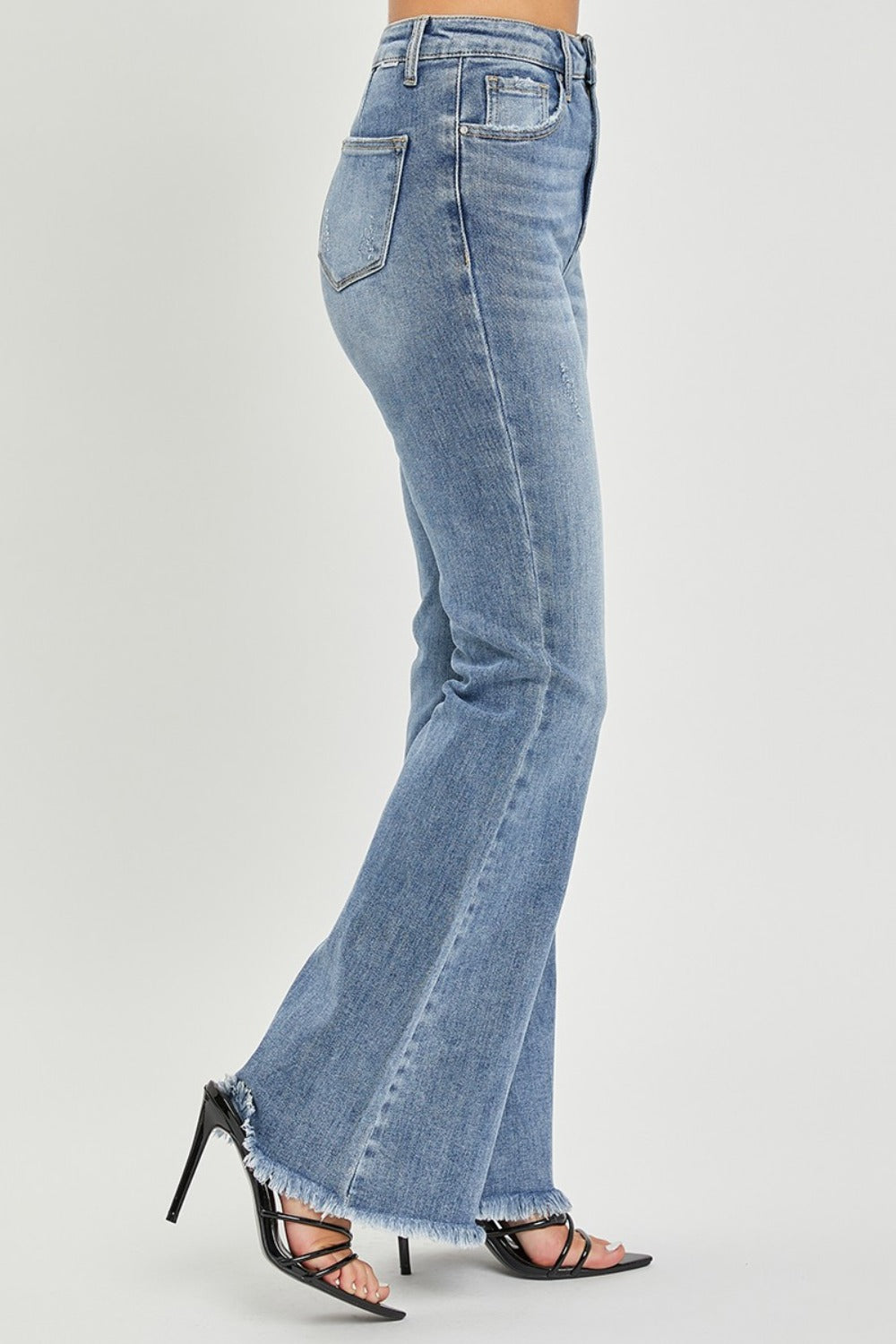 The Janice High Waist Raw Hem Flare Jeans