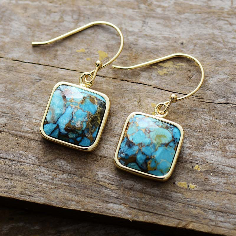 The Zen Natural Stone Turquoise Drop Earrings