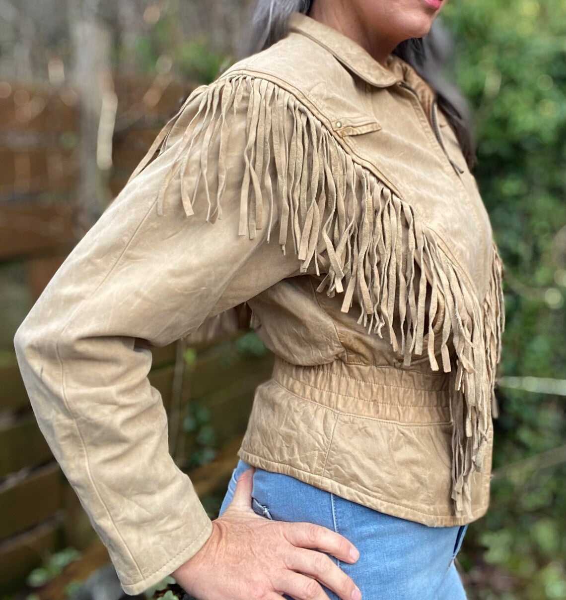 1980s Vintage Adventure Bound Fringe Leather Jacket (M/L)