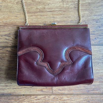 1970s Western Motif Kiss Lock Retro Handbag